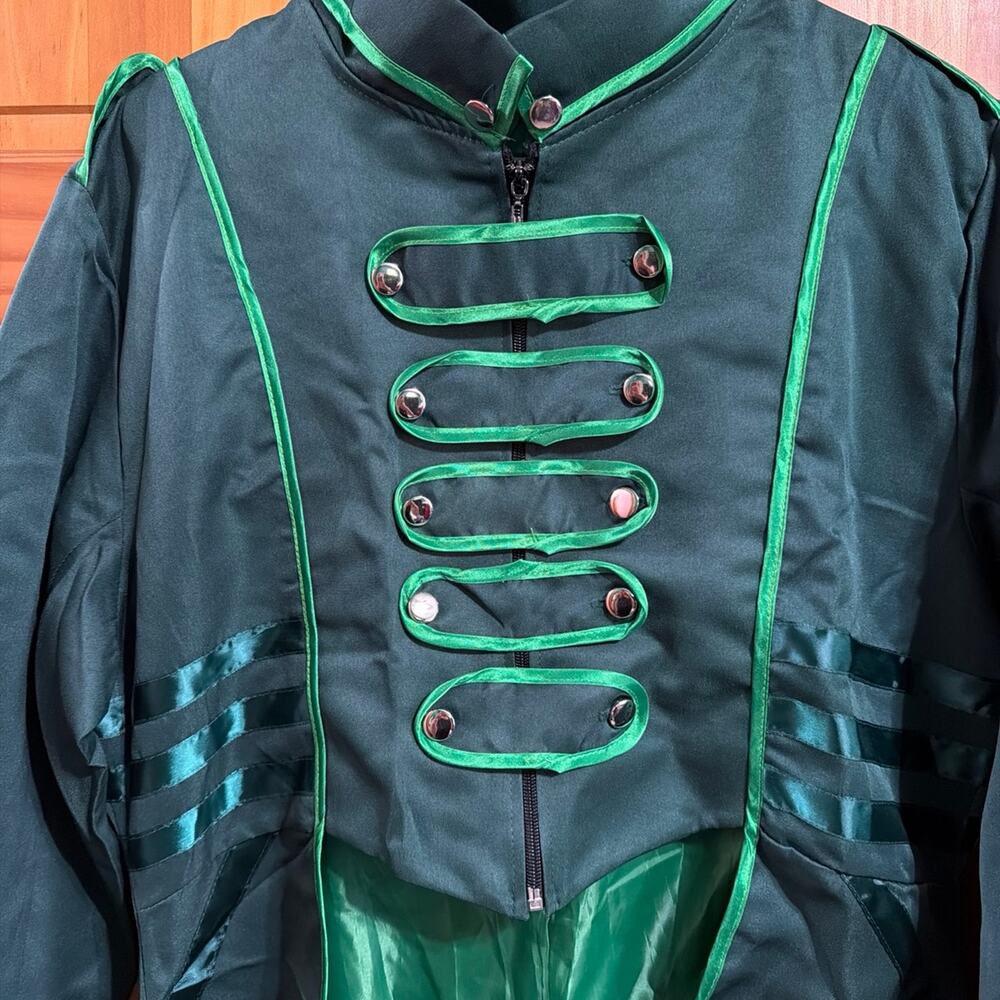 Renaissance Steampunk Style Tailcoat Green Jacket Long Coat Women's Size 2XL - Picture 2 of 4